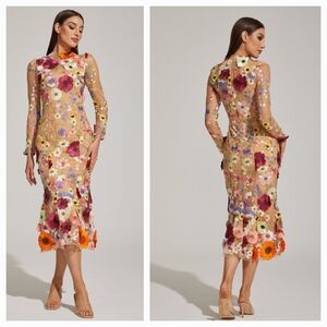 Floral Embroidered Mesh Dress